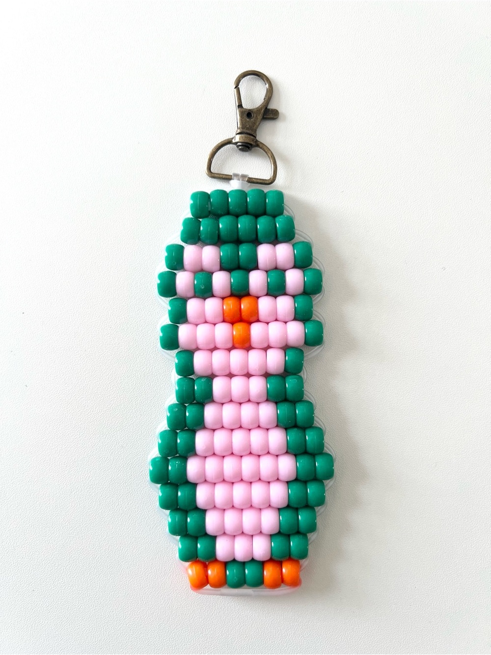 Handmade Pony Bead Penguin Keychain | Colorful Beaded Bag Charm